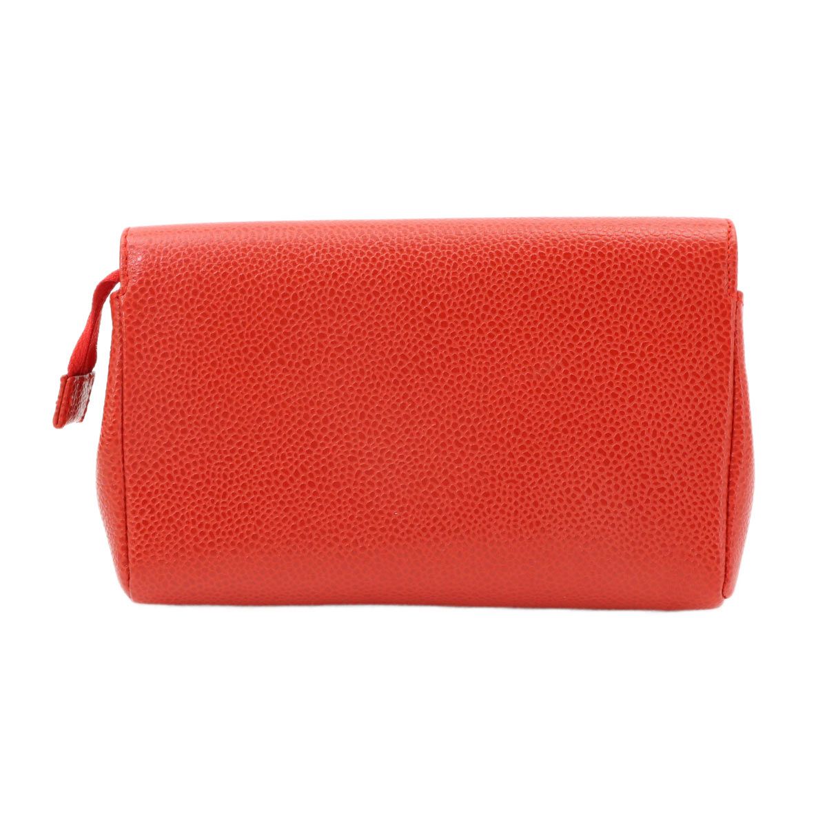 Chanel CC Logo Pouch Caviar Leather Red Gold — view 3