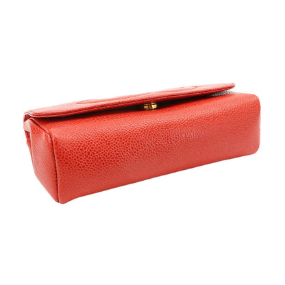 Chanel CC Logo Pouch Caviar Leather Red Gold — view 5