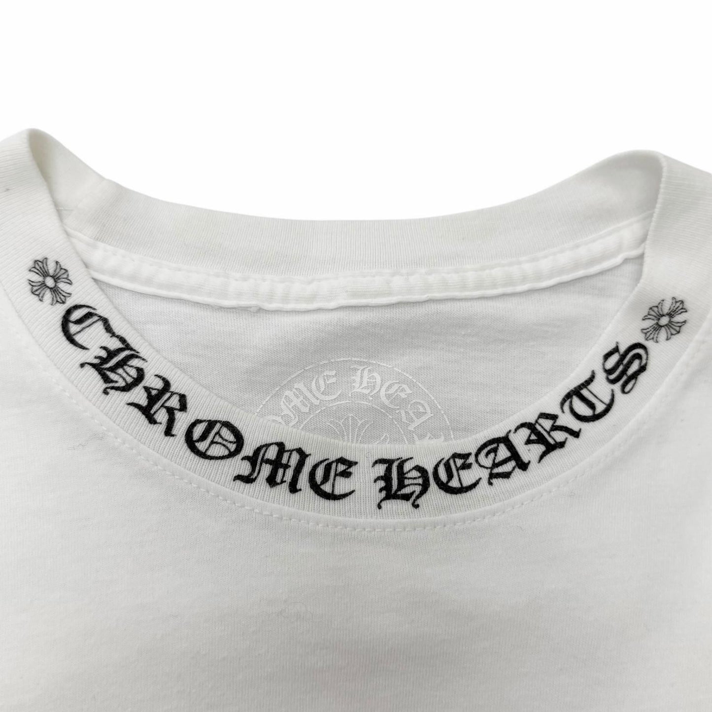 Chrome Hearts Cotton Logo Print Crew Neck Chest Pocket Long Sleeve T-Shirt White — view 4