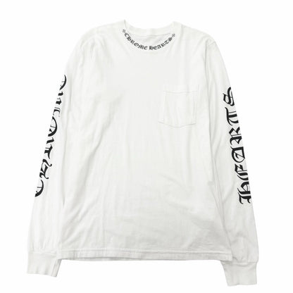 Chrome Hearts Cotton Logo Print Crew Neck Chest Pocket Long Sleeve T-Shirt White