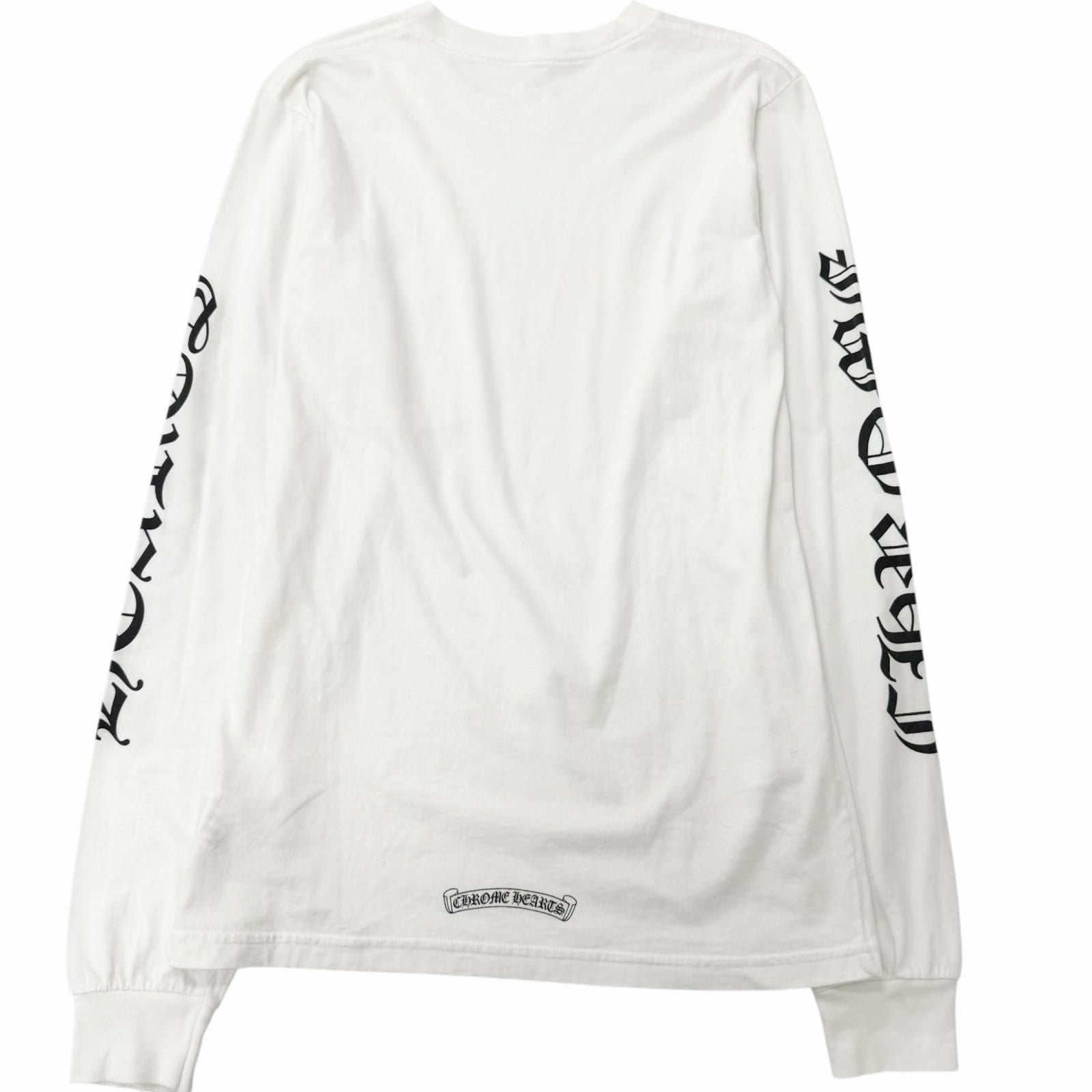 Chrome Hearts Cotton Logo Print Crew Neck Chest Pocket Long Sleeve T-Shirt White — view 3