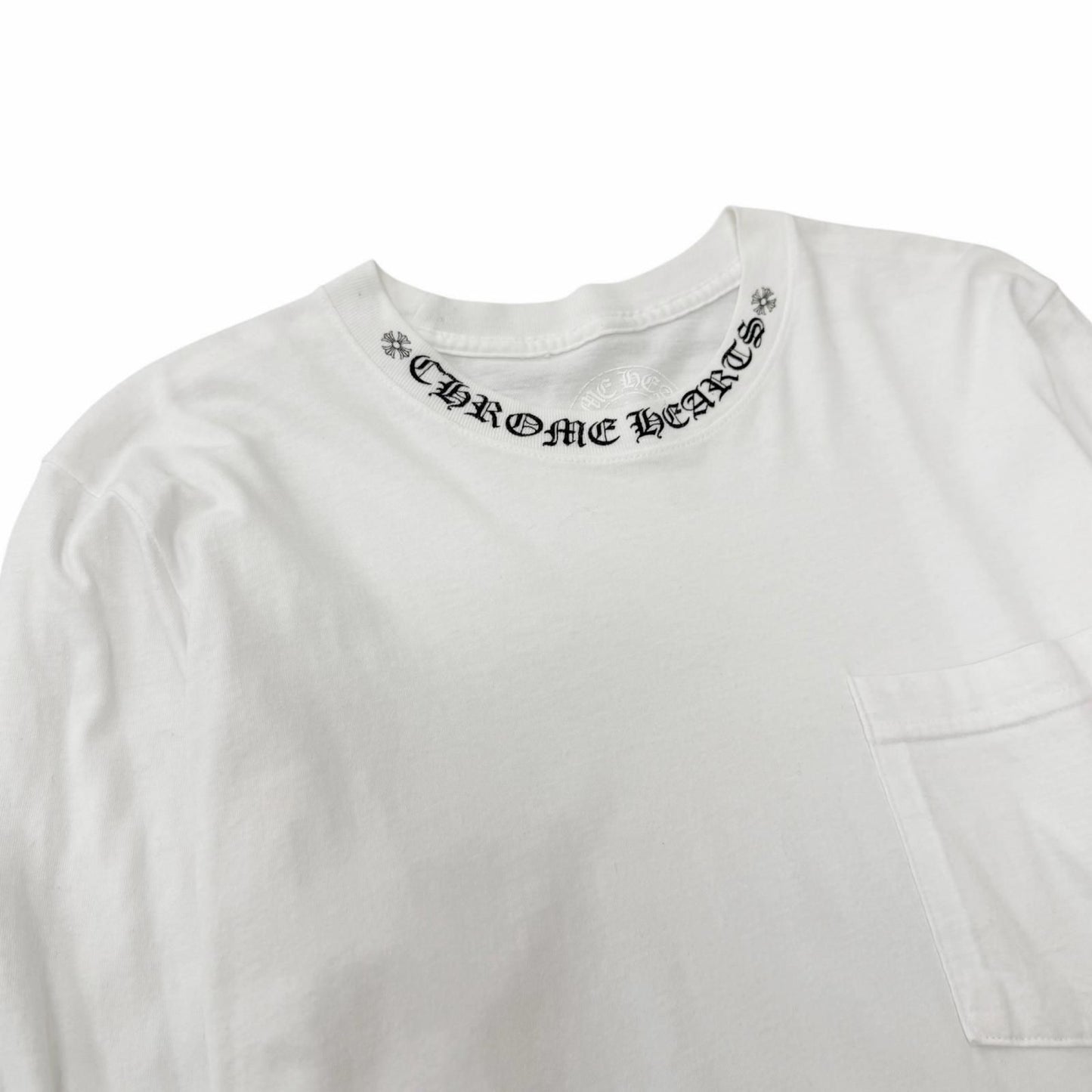 Chrome Hearts Cotton Logo Print Crew Neck Chest Pocket Long Sleeve T-Shirt White — view 2
