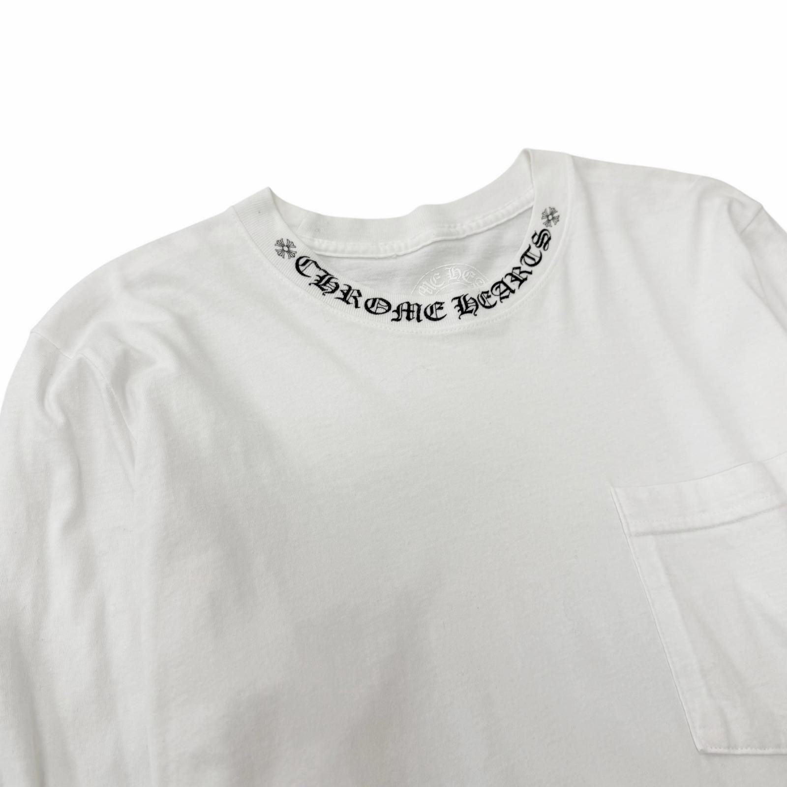 Chrome Hearts Cotton Logo Print Crew Neck Chest Pocket Long Sleeve T-Shirt White — view 2