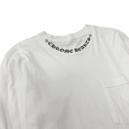 Chrome Hearts Cotton Logo Print Crew Neck Chest Pocket Long Sleeve T-Shirt White — view 2