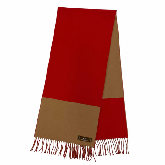 Hermes Cashmere Bicolor with Fringe Scarf Red Brown