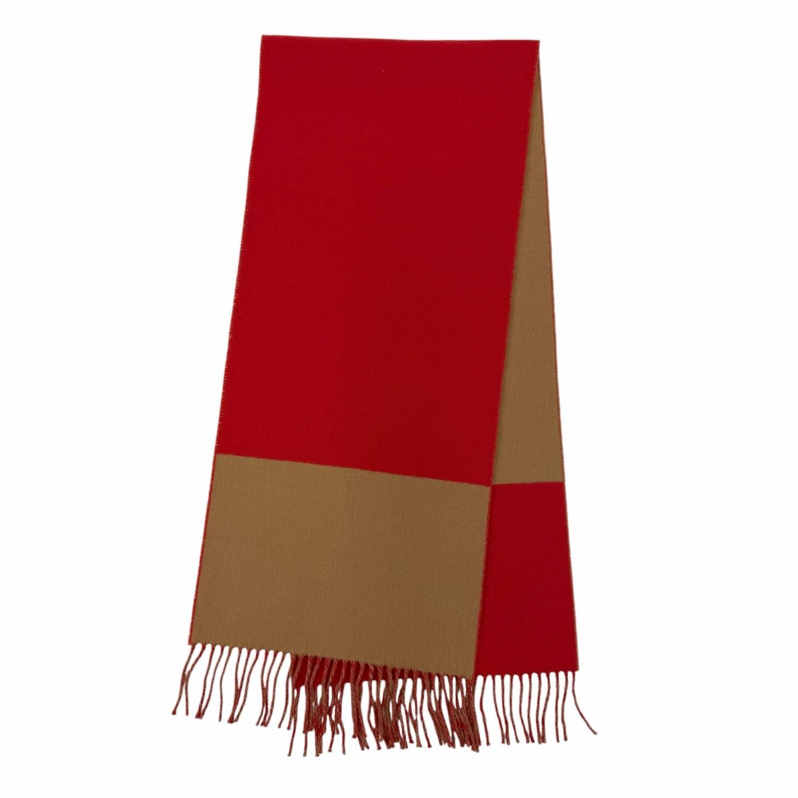 Hermes Cashmere Bicolor with Fringe Scarf Red Brown — view 3