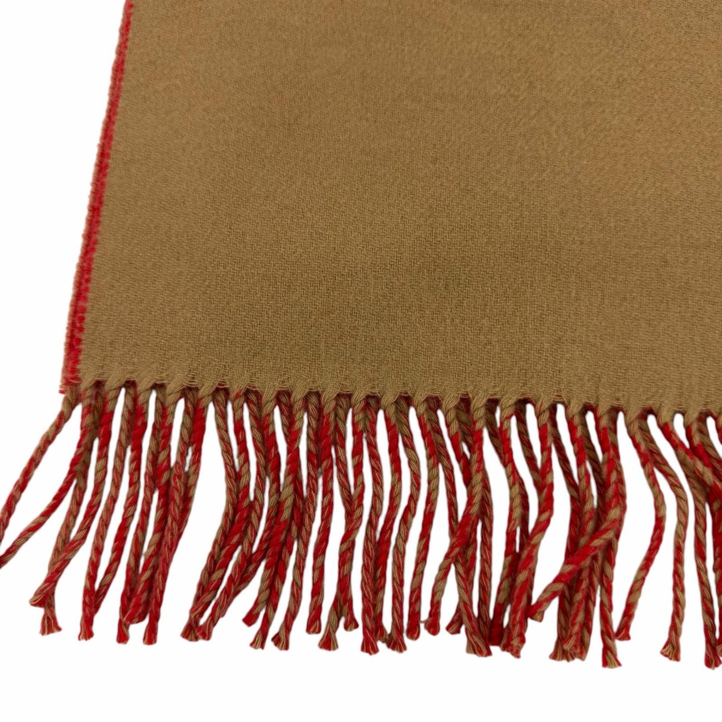 Hermes Cashmere Bicolor with Fringe Scarf Red Brown — view 6