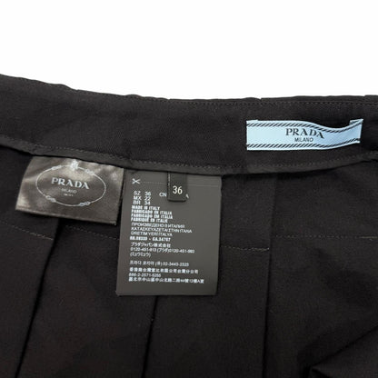 Prada 100% Virgin Wool Triangle Logo Cow Leather with Belt Mini Skirt Pleated — view 7