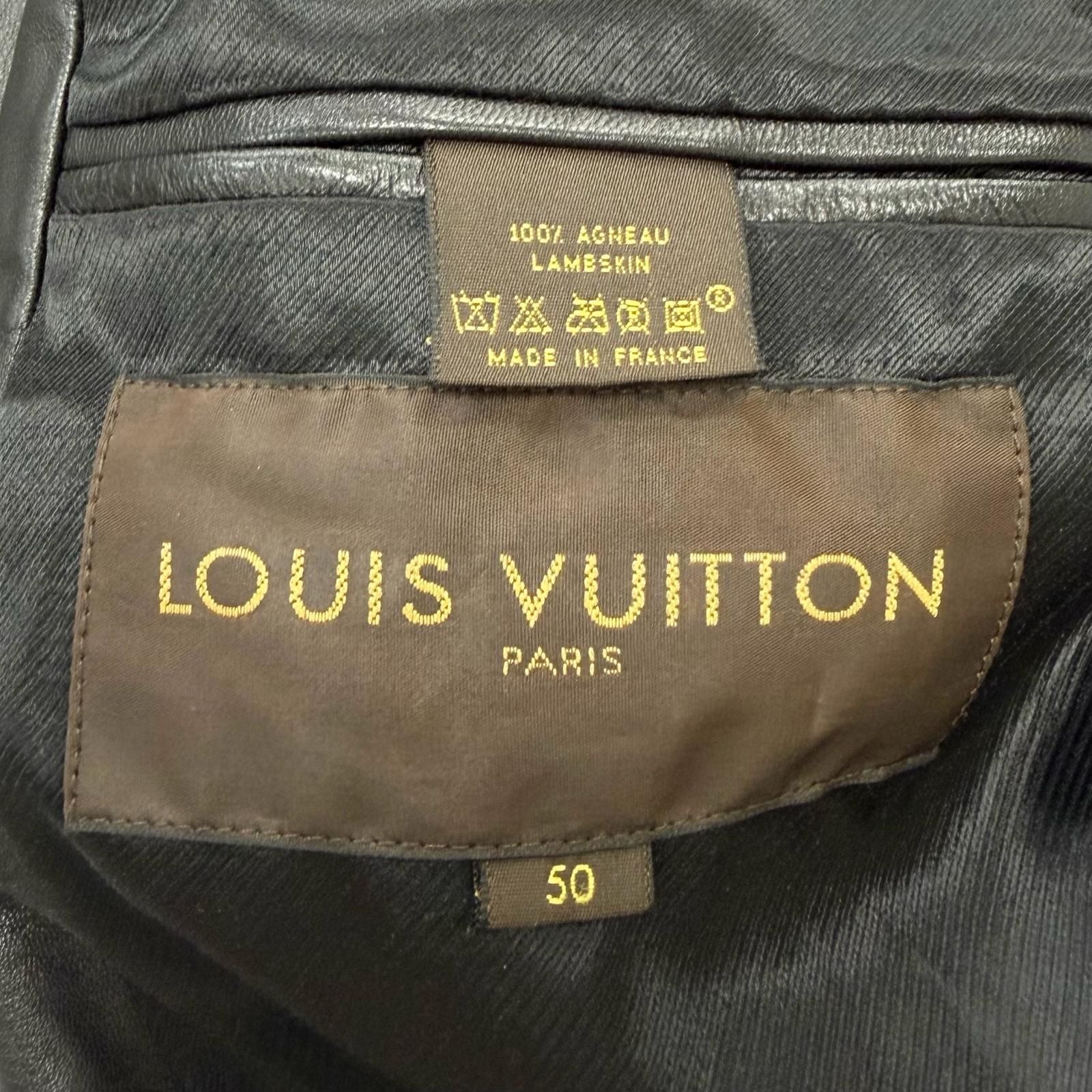 Louis Vuitton Lambskin Stand Collar Leather Jacket Rider's Black 50 — view 7