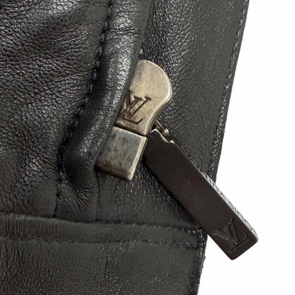 Louis Vuitton Lambskin Stand Collar Leather Jacket Rider's Black 50 — view 6