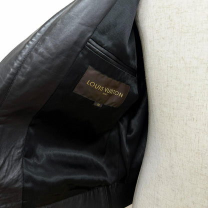 Louis Vuitton Lambskin Stand Collar Leather Jacket Rider's Black 50 — view 5