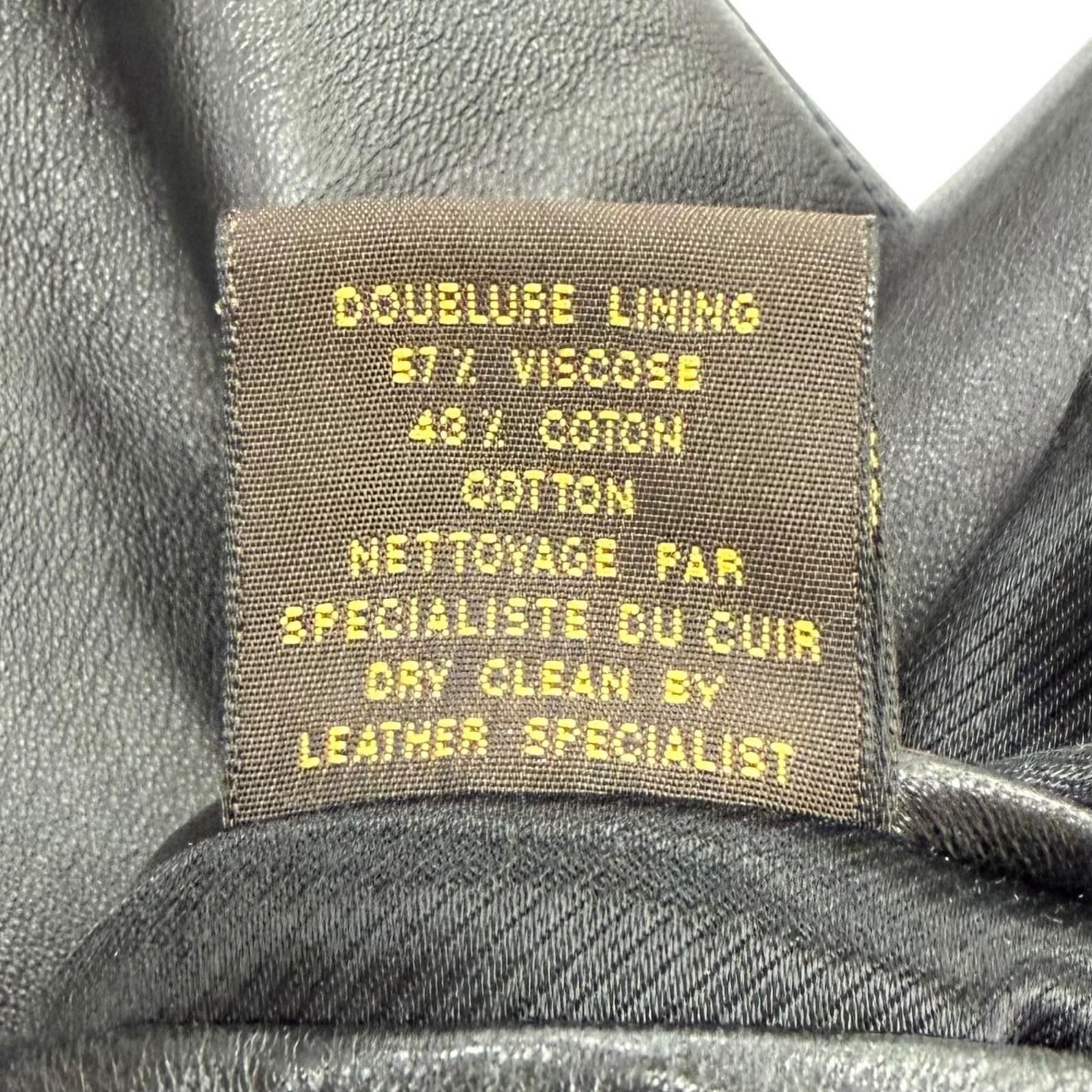 Louis Vuitton Lambskin Stand Collar Leather Jacket Rider's Black 50 — view 8