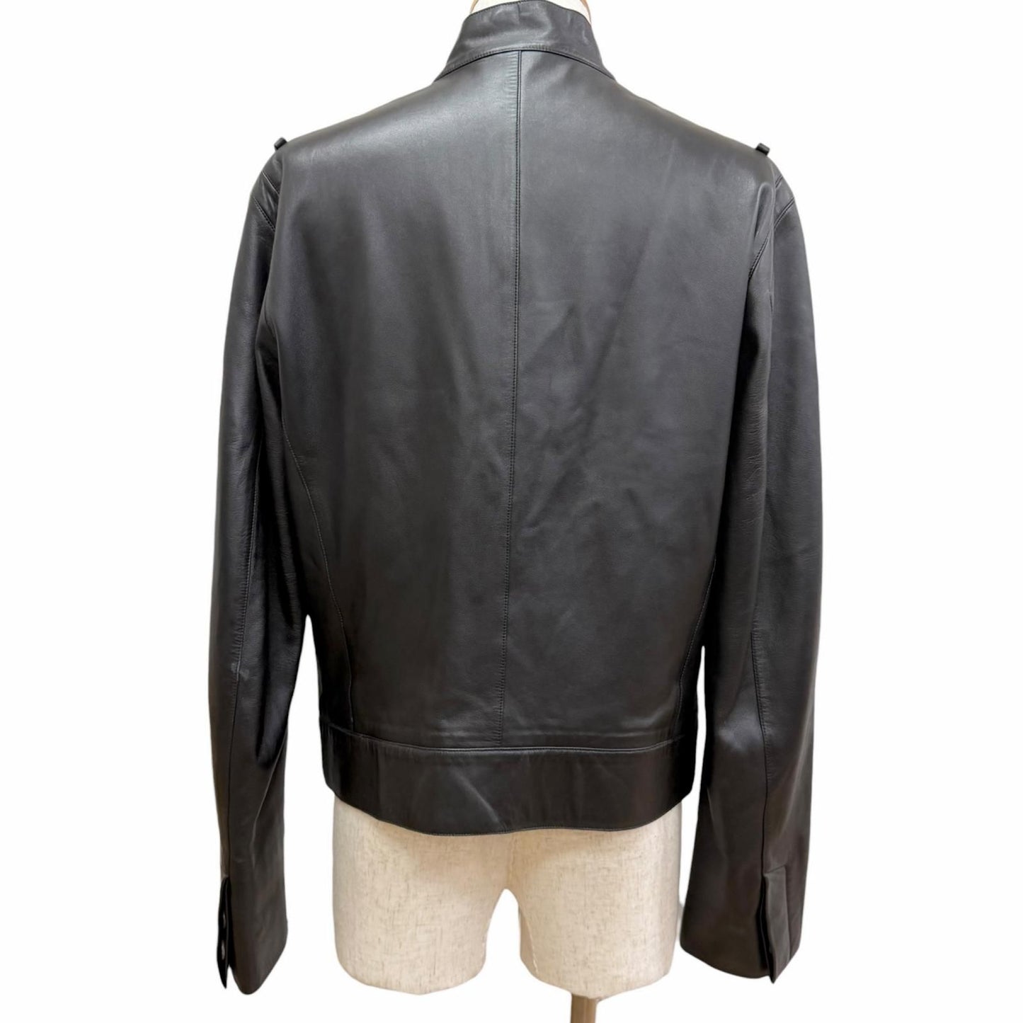 Louis Vuitton Lambskin Stand Collar Leather Jacket Rider's Black 50 — view 4