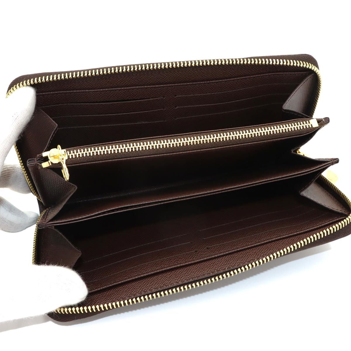 Louis Vuitton Damier Zippy Wallet Zip Around Ebene Brown — view 6