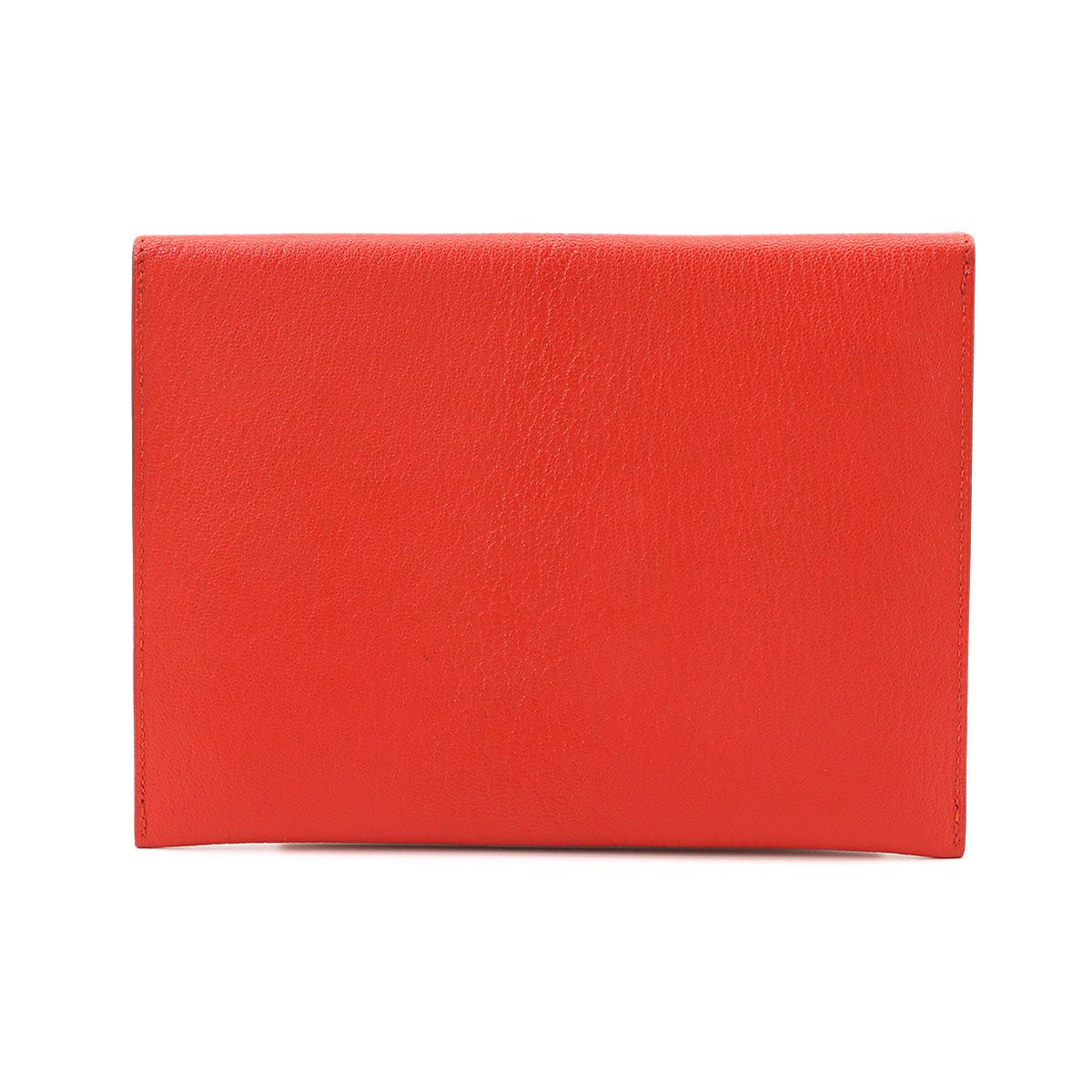 Hermes Envelope Trio Pouch Passport Case Chevre Rouge Casac Orange Lime — view 2
