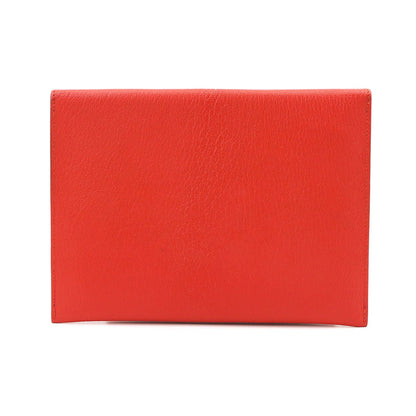 Hermes Envelope Trio Pouch Passport Case Chevre Rouge Casac Orange Lime — view 2
