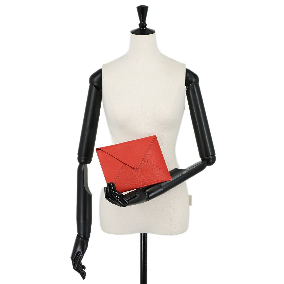 Hermes Envelope Trio Pouch Passport Case Chevre Rouge Casac Orange Lime — view 9