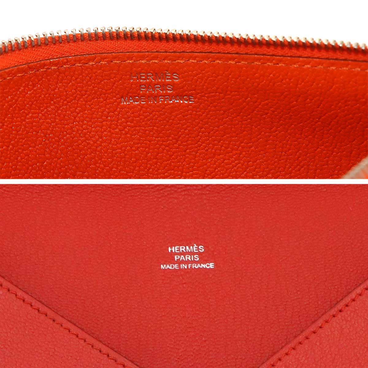 Hermes Envelope Trio Pouch Passport Case Chevre Rouge Casac Orange Lime — view 8