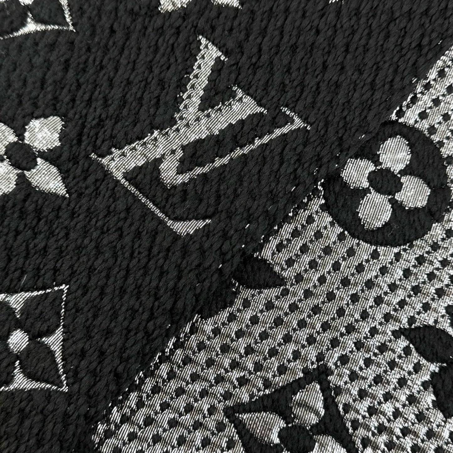 Louis Vuitton Echarpe Logo Mania Shine Wool Silk Scarf Black — view 5