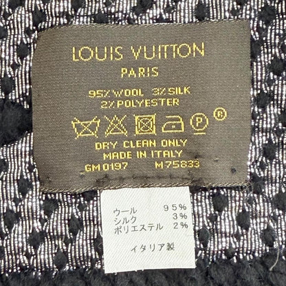 Louis Vuitton Echarpe Logo Mania Shine Wool Silk Scarf Black — view 7