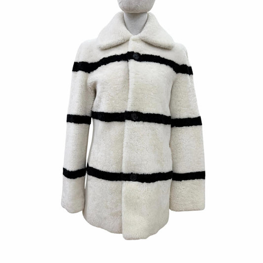 Saint Laurent Paris Shearling Coat Ivory Black 34