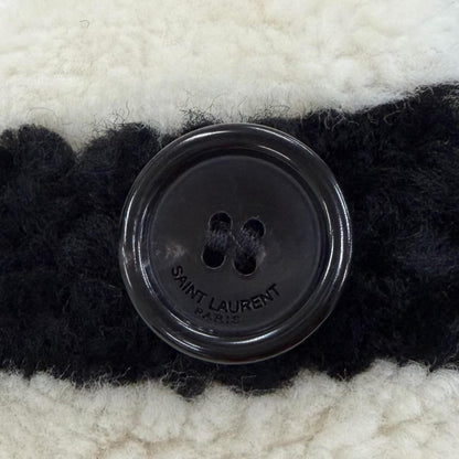 Saint Laurent Paris Shearling Coat Ivory Black 34 — view 6