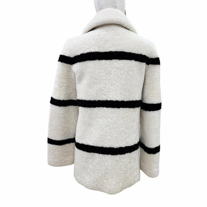 Saint Laurent Paris Shearling Coat Ivory Black 34 — view 3