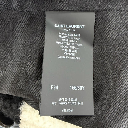 Saint Laurent Paris Shearling Coat Ivory Black 34 — view 8