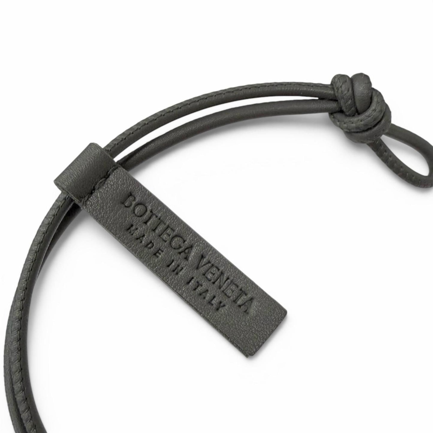 Bottega Veneta Leather Coin Motif Strap Bag Charm Gray — view 4