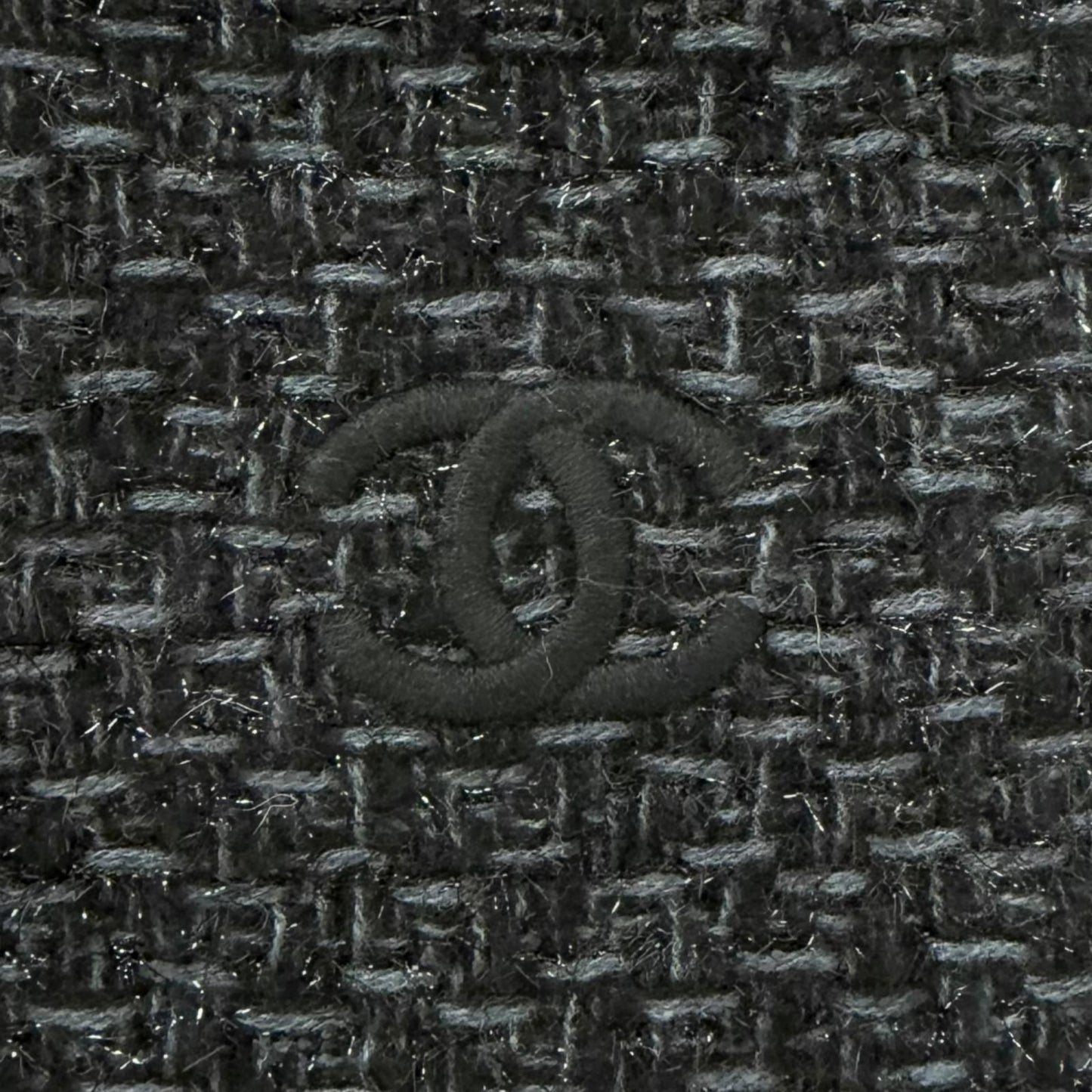 Chanel Cashmere 80% CC Logo Embroidery Large Shawl Scarf Black Light Blue — view 6