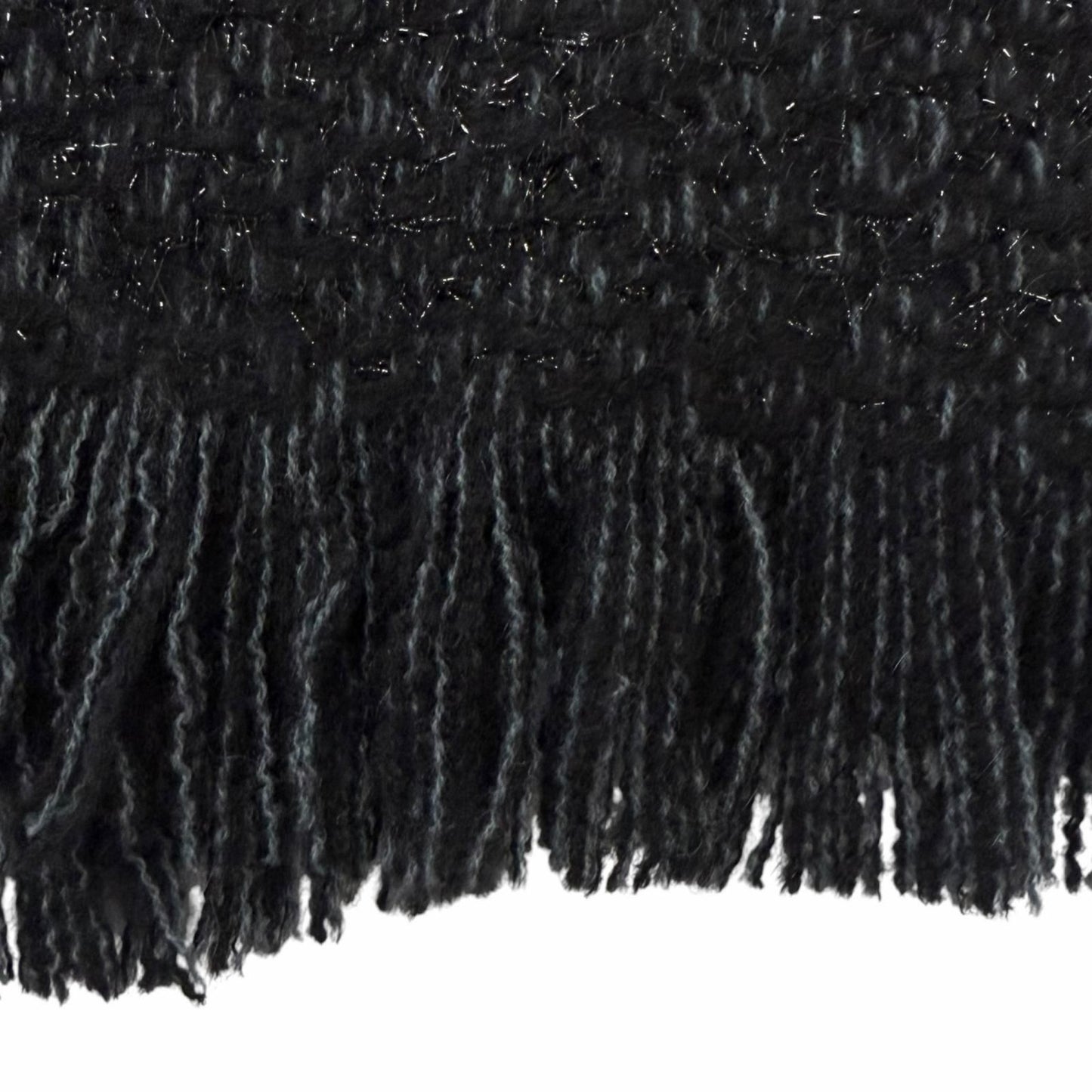 Chanel Cashmere 80% CC Logo Embroidery Large Shawl Scarf Black Light Blue — view 5