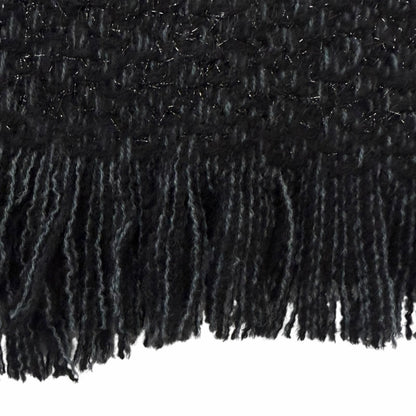 Chanel Cashmere 80% CC Logo Embroidery Large Shawl Scarf Black Light Blue — view 5