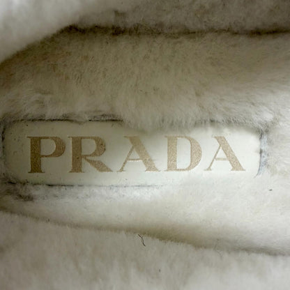 Prada Shearling Triangle Logo Plate Loafers Flat Shoes Brown 7 — view 8