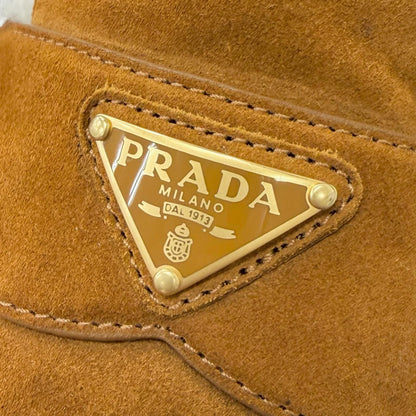 Prada Shearling Triangle Logo Plate Loafers Flat Shoes Brown 7 — view 7