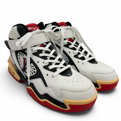 Louis Vuitton LV Line Leather High Cut Sneakers White Black 8.5 — view 3
