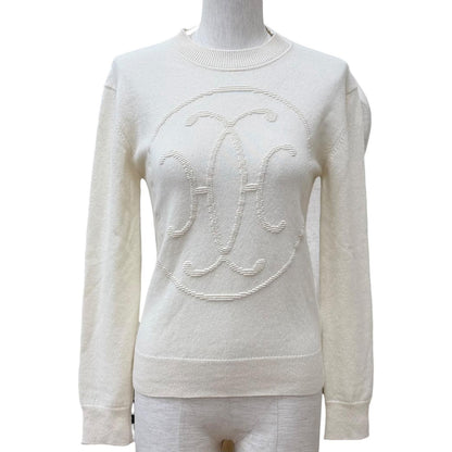 Hermes Cashmere Lift Crew Neck Long Sleeve Knit Ivory 36 UK Sweater