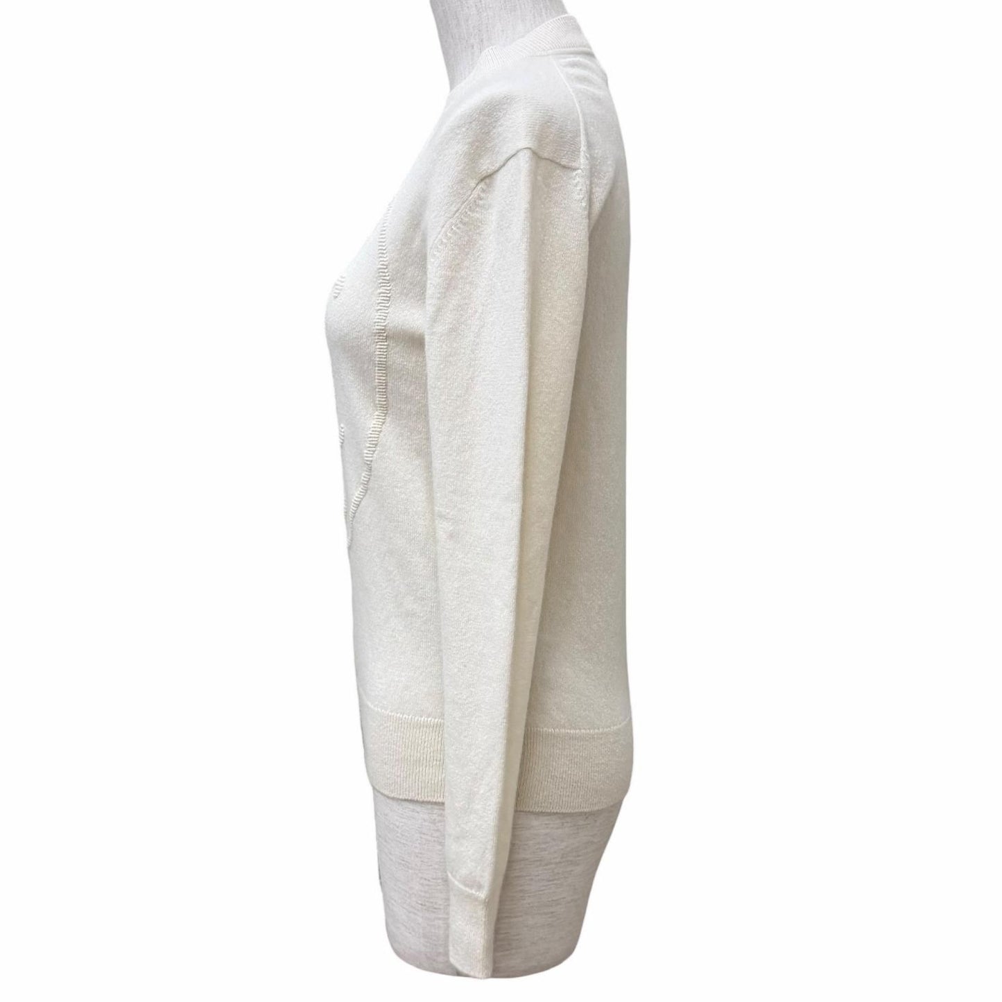 Hermes Cashmere Lift Crew Neck Long Sleeve Knit Ivory 36 UK Sweater — view 2