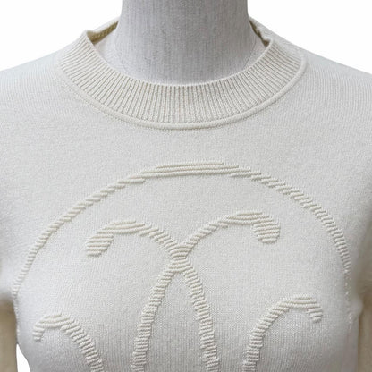 Hermes Cashmere Lift Crew Neck Long Sleeve Knit Ivory 36 UK Sweater — view 4