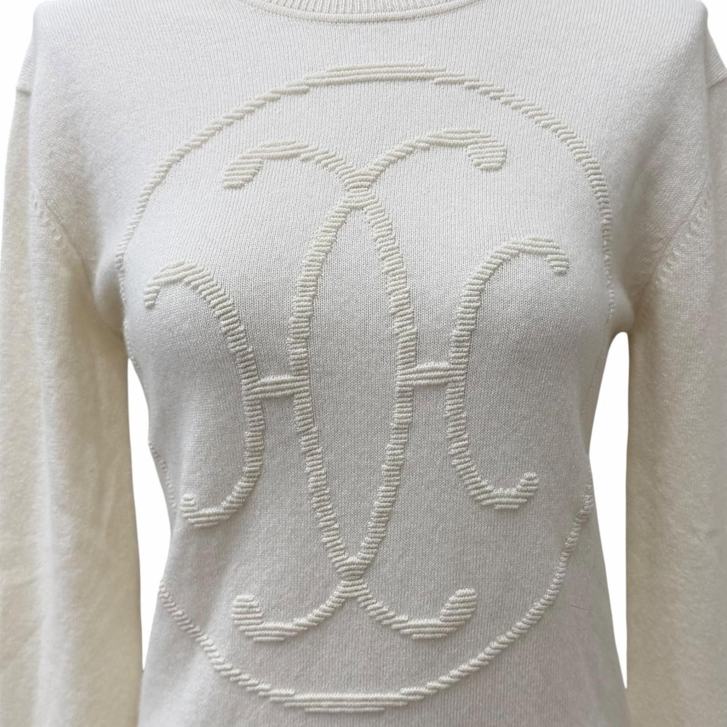 Hermes Cashmere Lift Crew Neck Long Sleeve Knit Ivory 36 UK Sweater — view 5