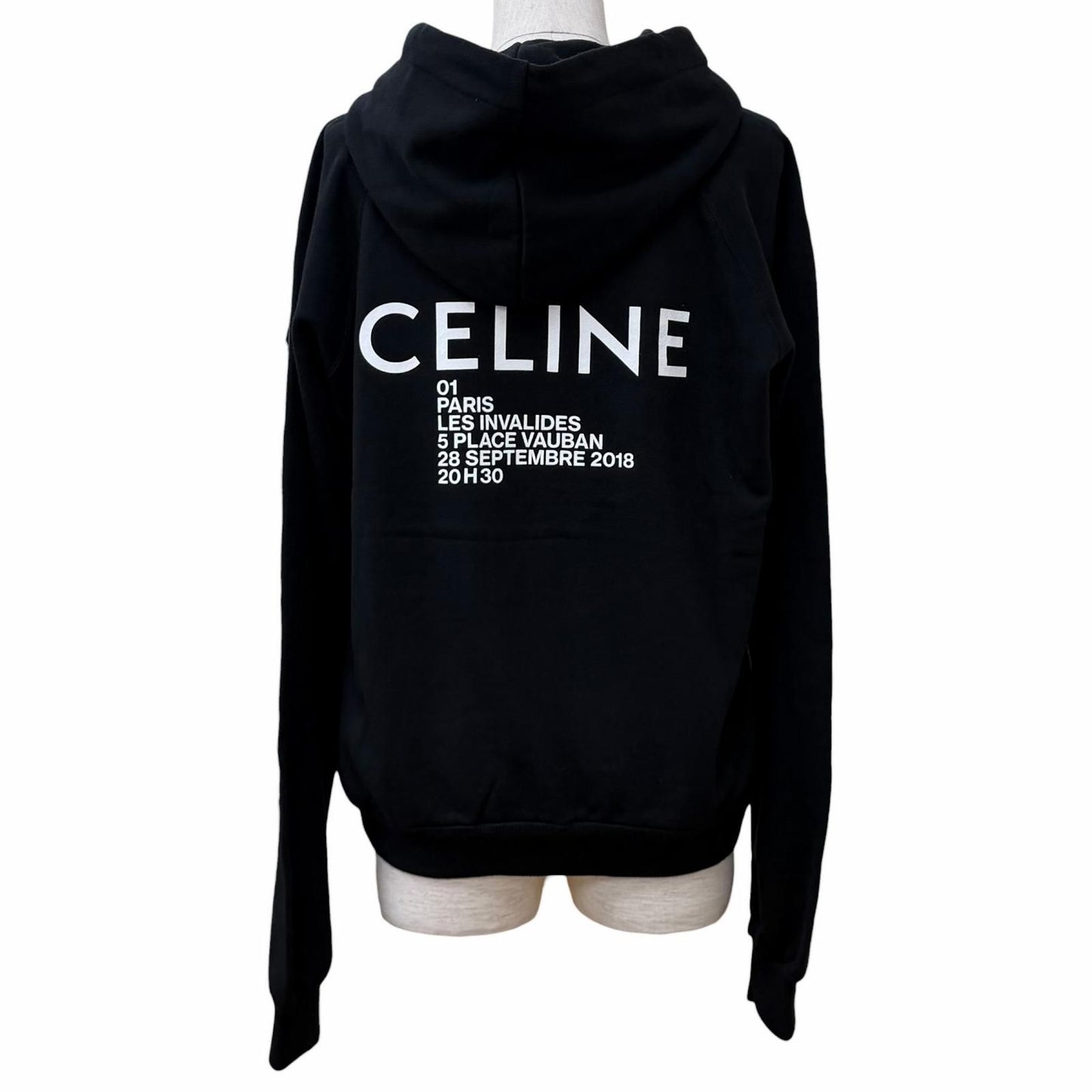 Celine Cotton 100% Invitation Back Logo Hoodie Black XS — view 3