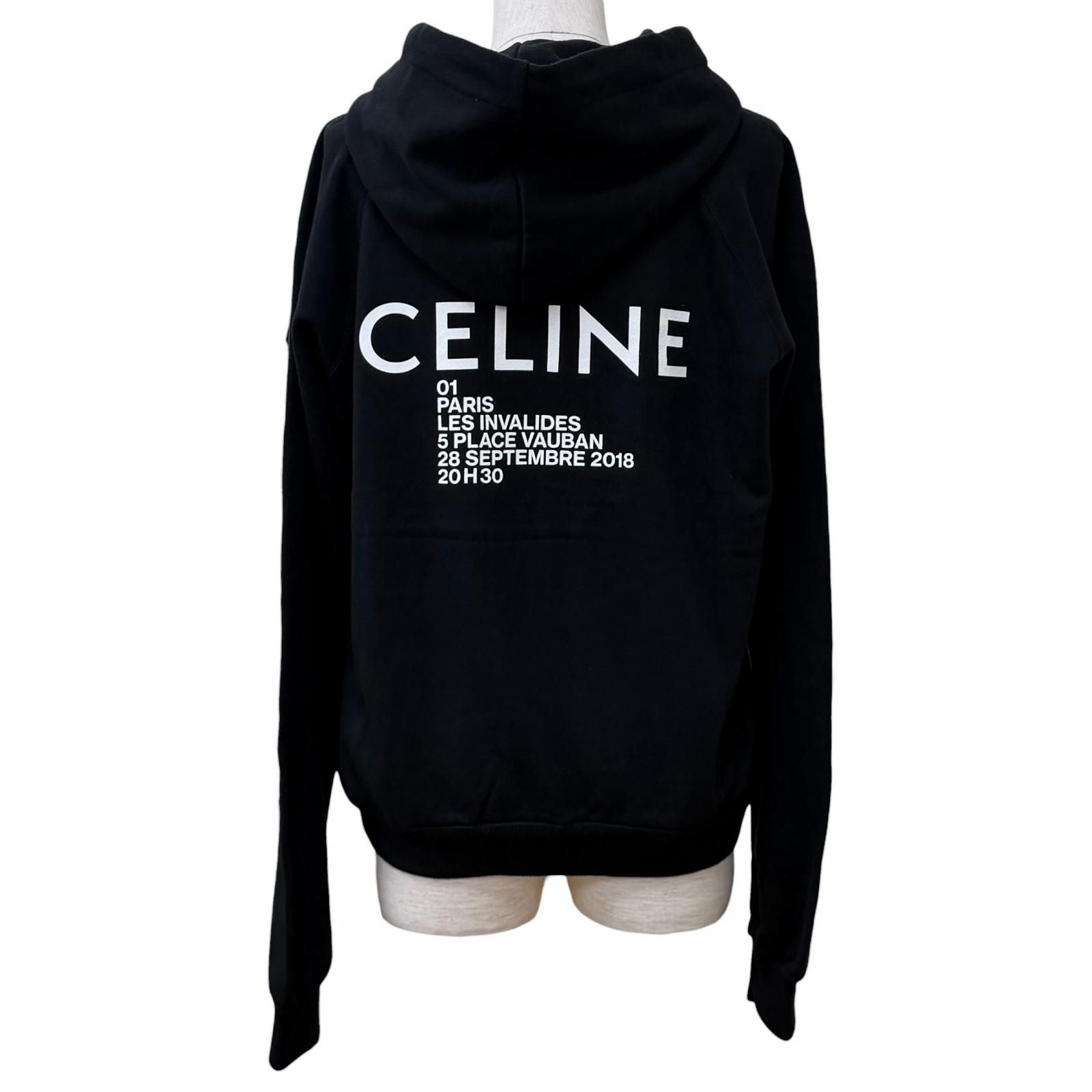 Celine Cotton 100% Invitation Back Logo Hoodie Black XS — view 3