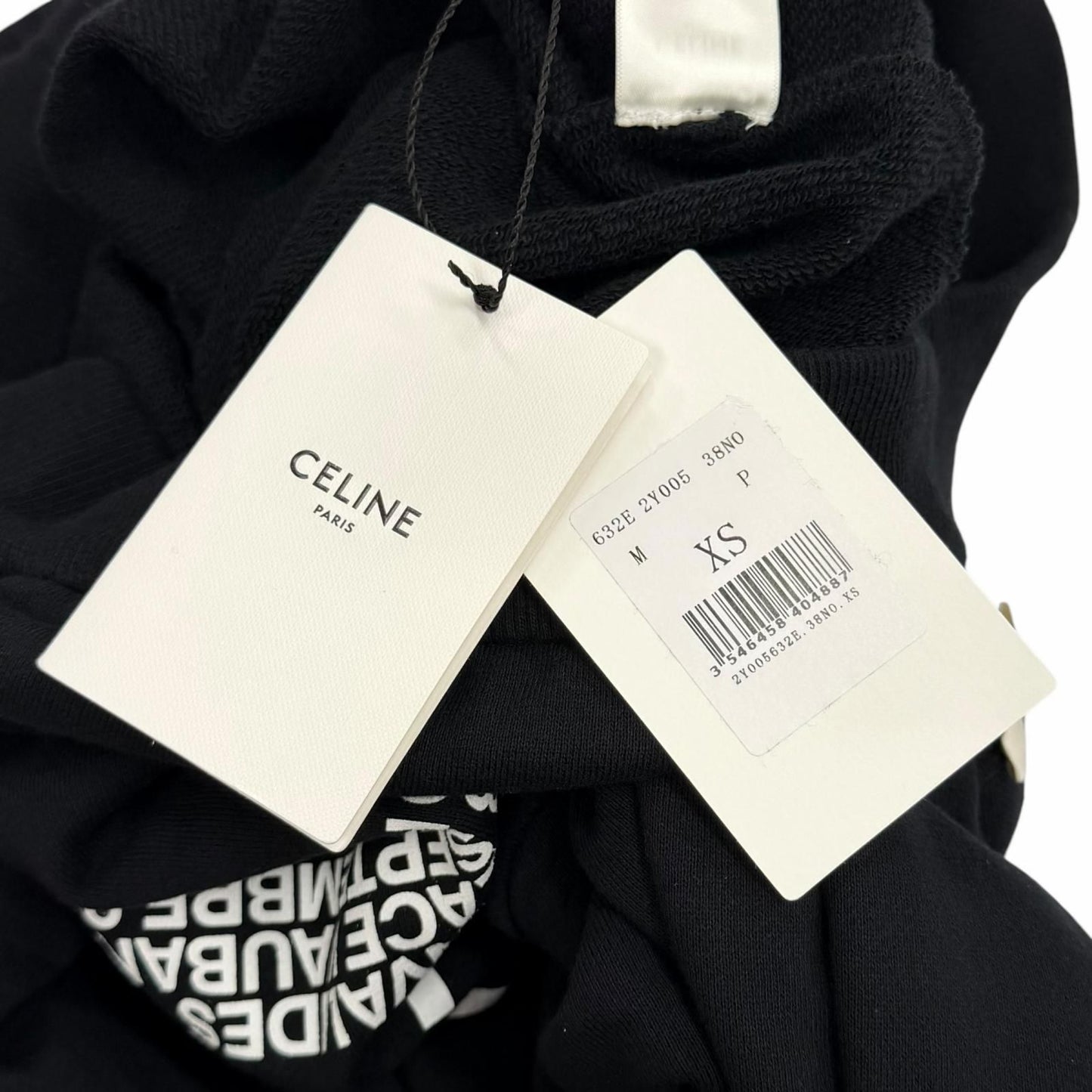 Celine Cotton 100% Invitation Back Logo Hoodie Black XS — view 9