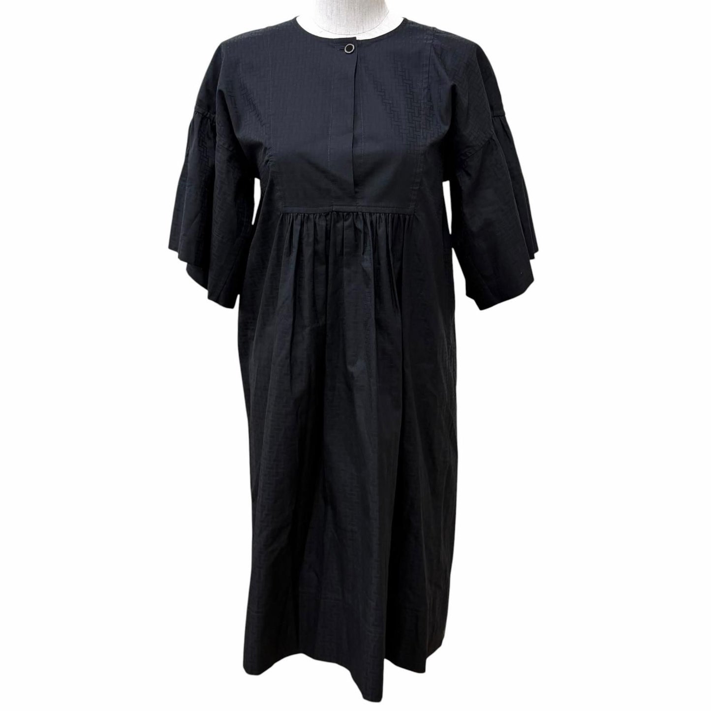 Hermes Bohemian Short Dress Gauze Mosaic Cotton 100% Black 34