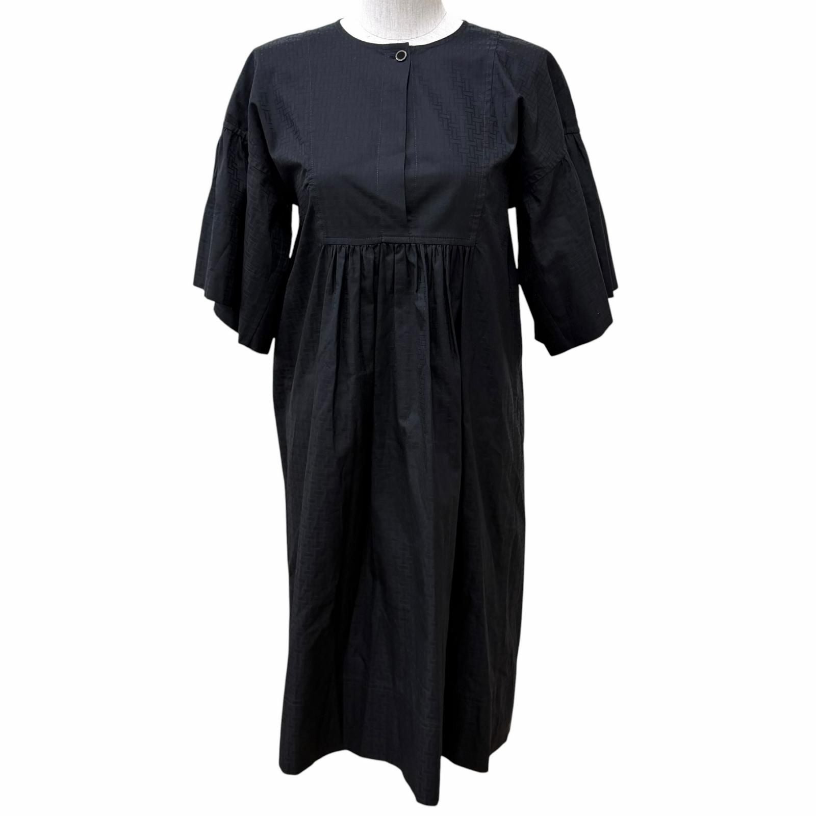 Hermes Bohemian Short Dress Gauze Mosaic Cotton 100% Black 34