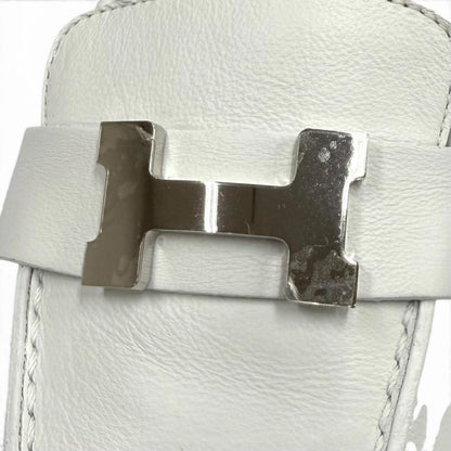 Hermes Moccasins Paris Silver Leather Loafers White — view 9