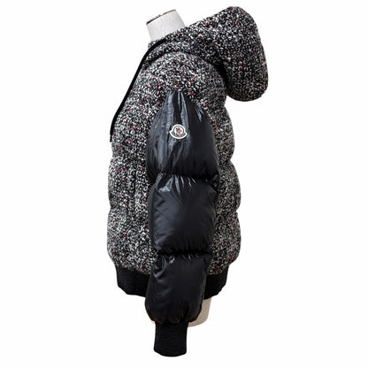 Moncler Runio Wool Blend Logo Patch Tweed Switch Hoodie Down Jacket Multi 0 — view 2