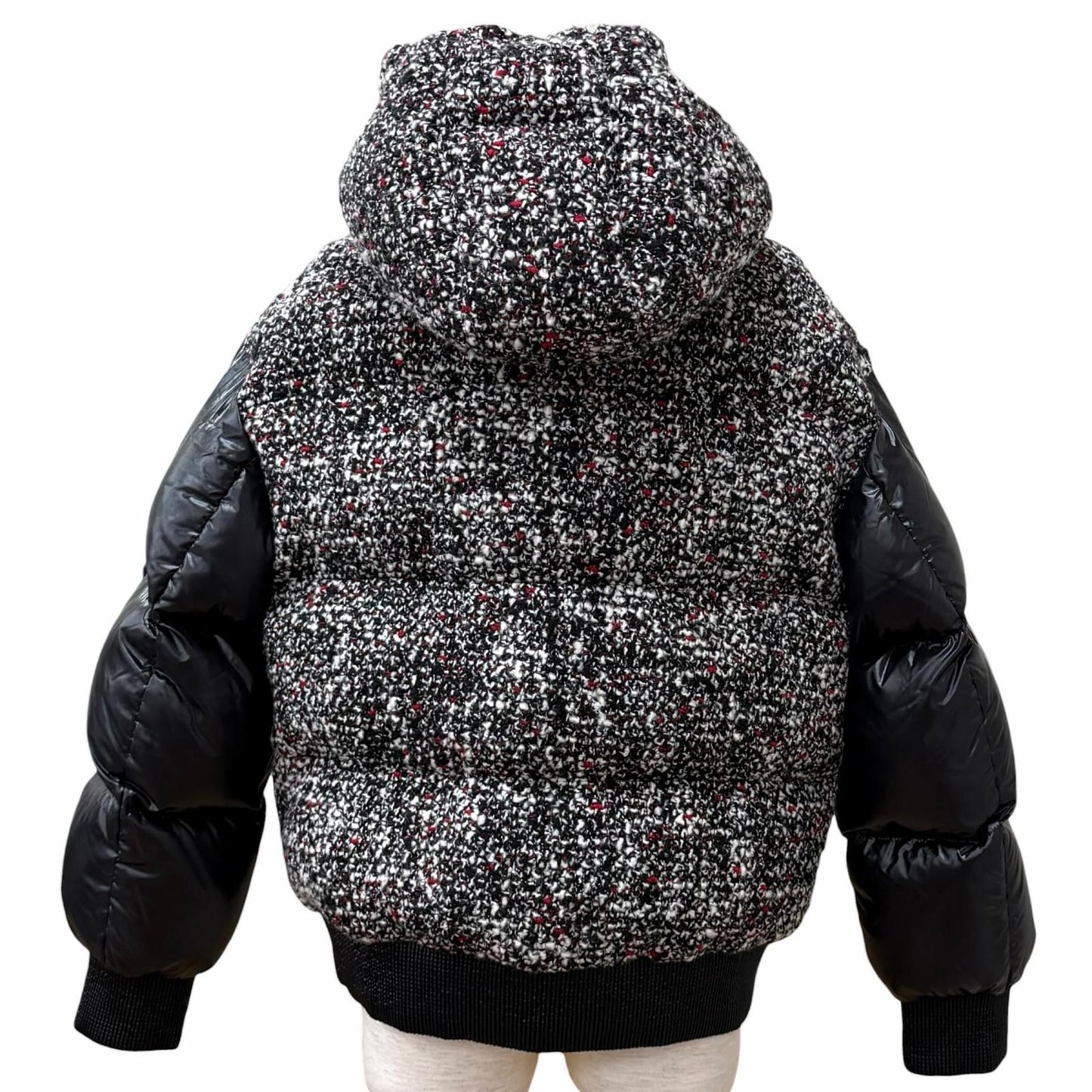 Moncler Runio Wool Blend Logo Patch Tweed Switch Hoodie Down Jacket Multi 0 — view 3