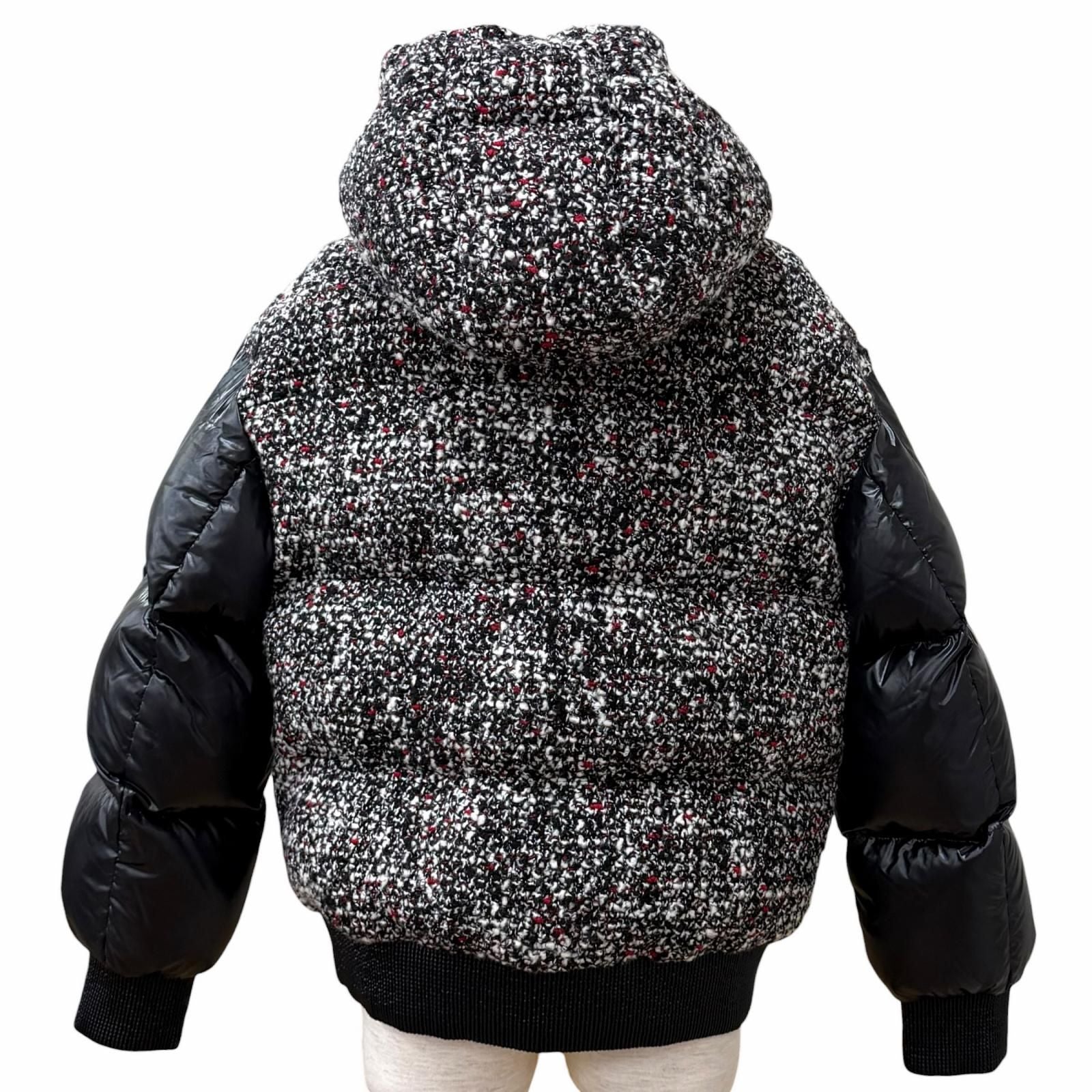 Moncler Runio Wool Blend Logo Patch Tweed Switch Hoodie Down Jacket Multi 0 — view 3