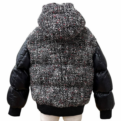 Moncler Runio Wool Blend Logo Patch Tweed Switch Hoodie Down Jacket Multi 0 — view 3