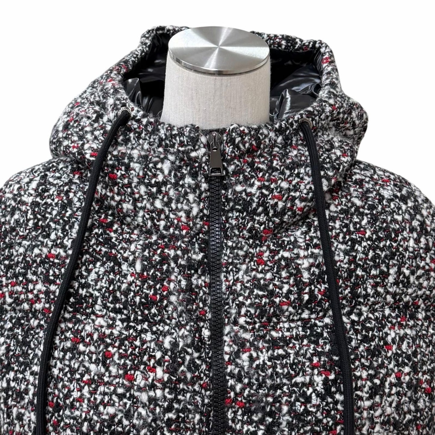 Moncler Runio Wool Blend Logo Patch Tweed Switch Hoodie Down Jacket Multi 0 — view 4